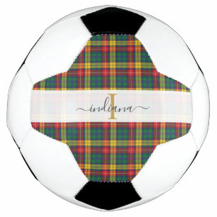 Monogram Script Name Plaid Clan Buchanan Tartan Football
