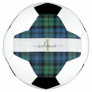 Monogram Script Name Plaid Clan Campbell Tartan Football