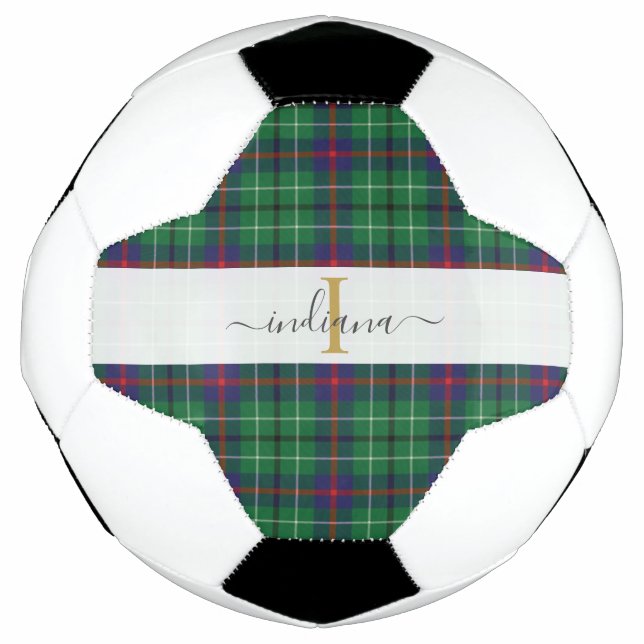 Monogram Script Name Plaid Clan Duncan Tartan Football (Front)
