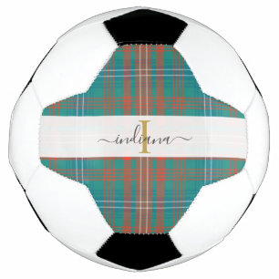 Monogram Script Name Plaid Clan Wilson Tartan Football