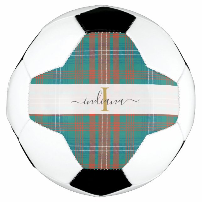 Monogram Script Name Plaid Clan Wilson Tartan Football (Front)