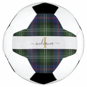 Monogram Script Name Plaid Rustic Tartan Football