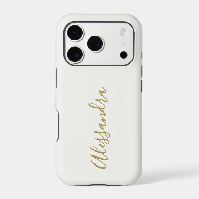 Monogram Script Name White Gold Minimalist Stylish (Back)