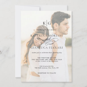 Monogram Script Photo Wedding Invite with RSVP