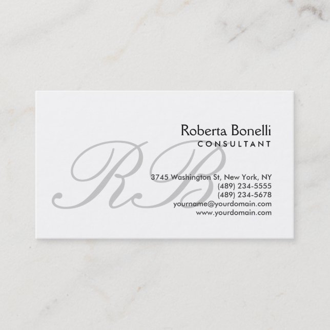 Monogram Script Professional Business Card (Front)