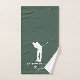 Monogram Script Sage Green Club Name Personalised Hand Towel