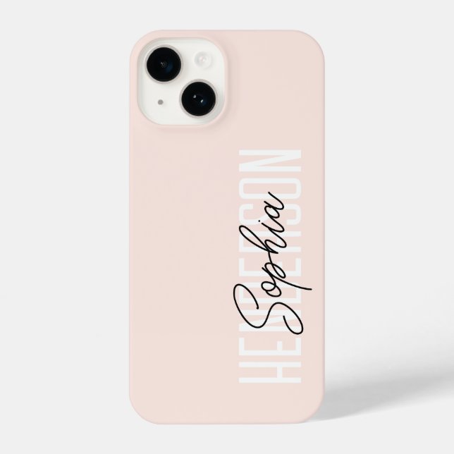Monogram Script Signature Blush Pink iPhone Case (Back)