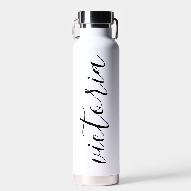 Monogram Script Water Bottles | White & Pink (Front)