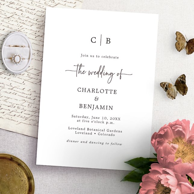 Monogram Script Wedding Invitation (Creator Uploaded)