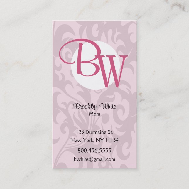 Monogram Scroll Calling Card (Front)