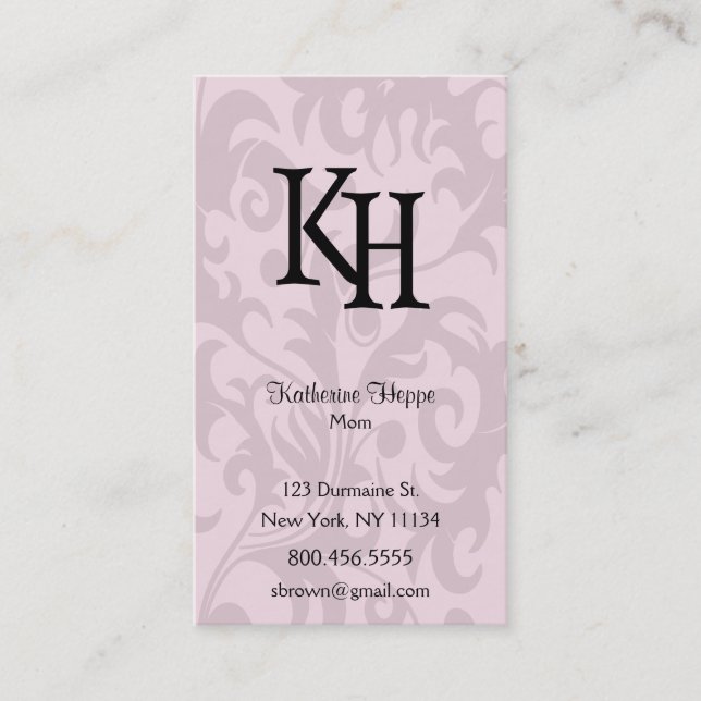 Monogram Scroll Calling Card (Front)