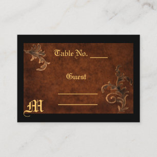 Monogram Scroll Leaf Table Setting PlaceCard