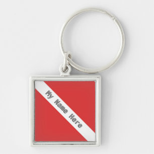 MONOGRAM SCUBA DIVING LOGO RED DIVER FLAG KEY RING
