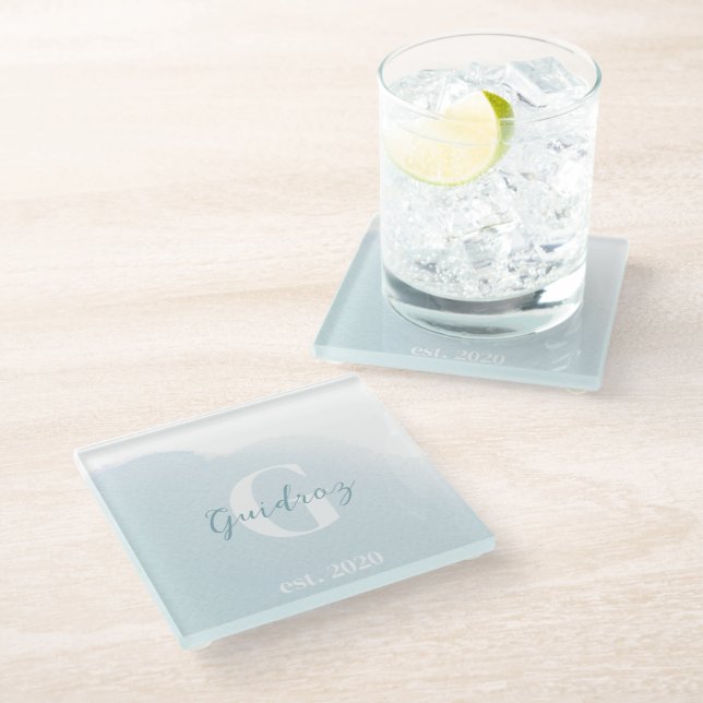 Monogram Seaglass Glass Coaster (Angled)