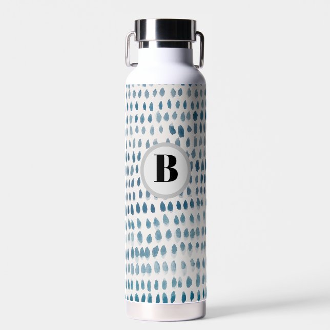 Monogram Seaglass Pattern Ocean Water Bottle (Front)