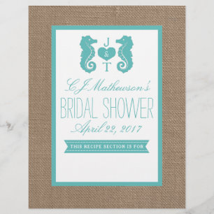Monogram Seahorse Bridal Shower Recipe Divider