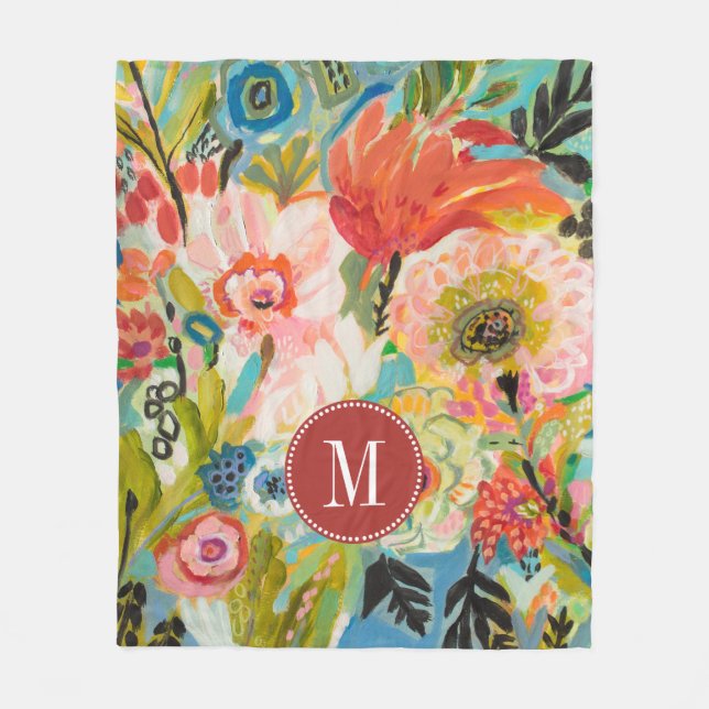 Monogram | Secret Garden Floral III Fleece Blanket (Front)