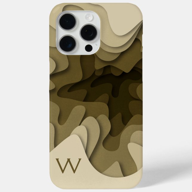 Monogram Sepia Brown Modern Abstract Case-Mate iPhone Case (Back)