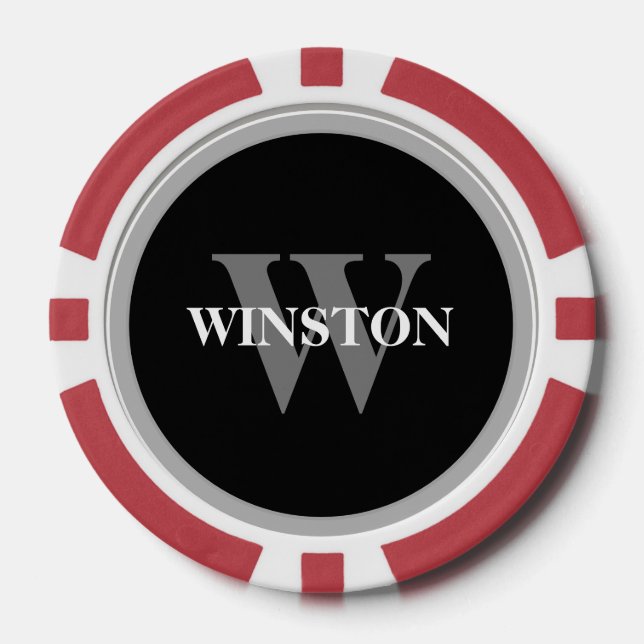 Monogram Serif font Classic Elegant Poker Chips (Front)