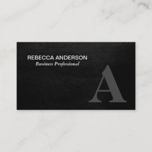 Monogram Serif Grey, Black Business Card