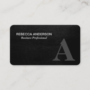 Monogram Serif Grey, Black Business Card
