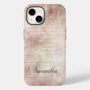 Monogram Shabby Chic Pink Rose Vintage Case-Mate i Case-Mate iPhone 14 Case