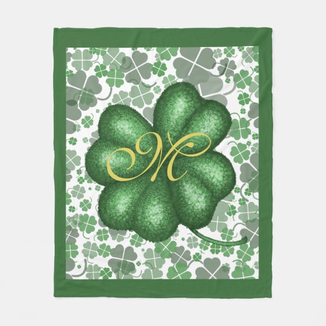 Monogram Shamrock Fleece Blanket (Front)