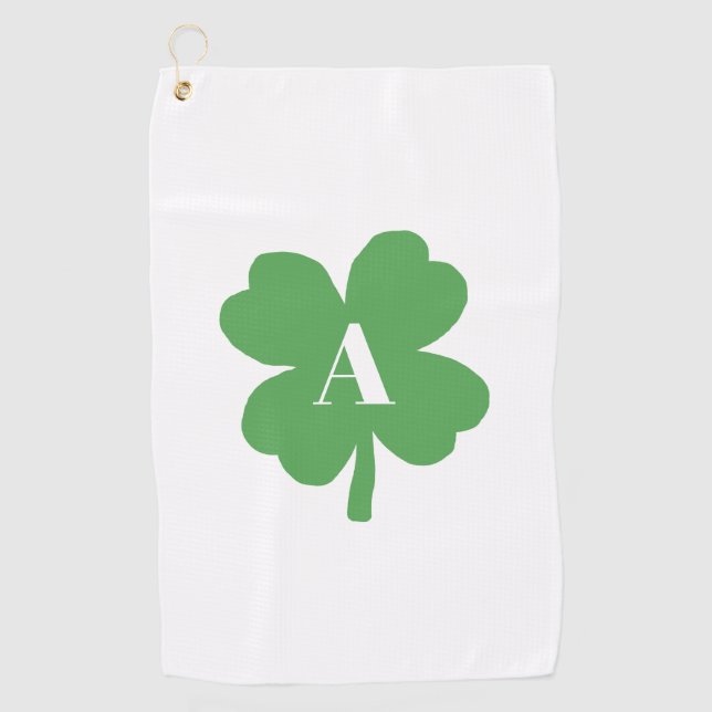 Monogram Shamrock Irish Pattern  Golf Towel (Front)