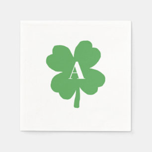 Monogram Shamrock Irish Watercolor Texture Napkin