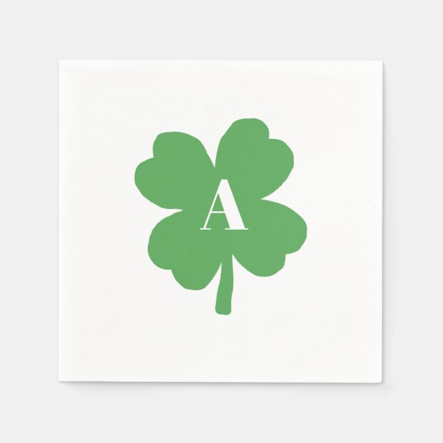 Monogram Shamrock Irish Watercolor Texture Napkin (Front)