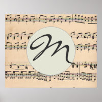 Monogram Sheet Music Score Black and White Pattern