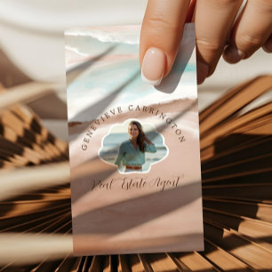 Monogram Shell Costal Property Photo Real Estate  Business Card