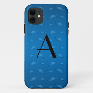 Monogram shiny blue moustache pattern iPhone 11 case