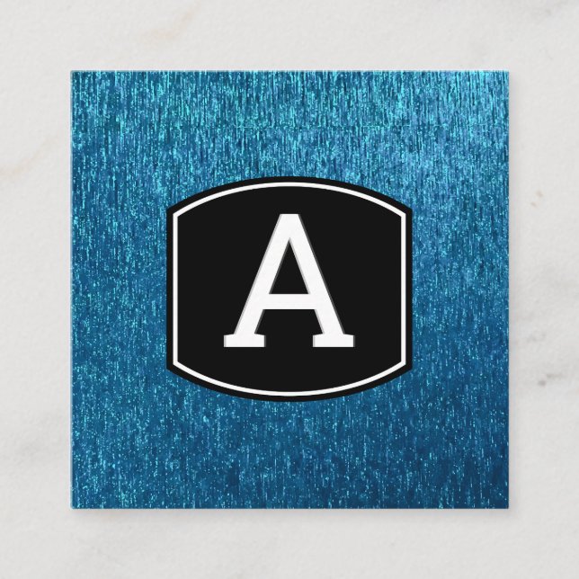 Monogram| | Shiny Blue Texture Background Square Business Card (Front)
