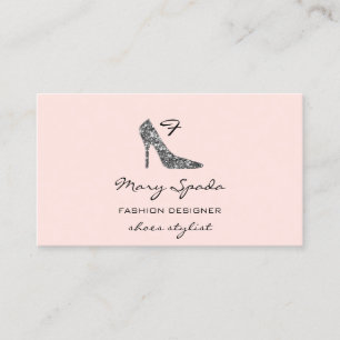 Monogram Shoes Black Glitter Heels Logo Shop QR  Business Card