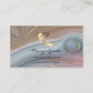 Monogram Shoes Faux Gold Heels Logo Shop QR Business Card