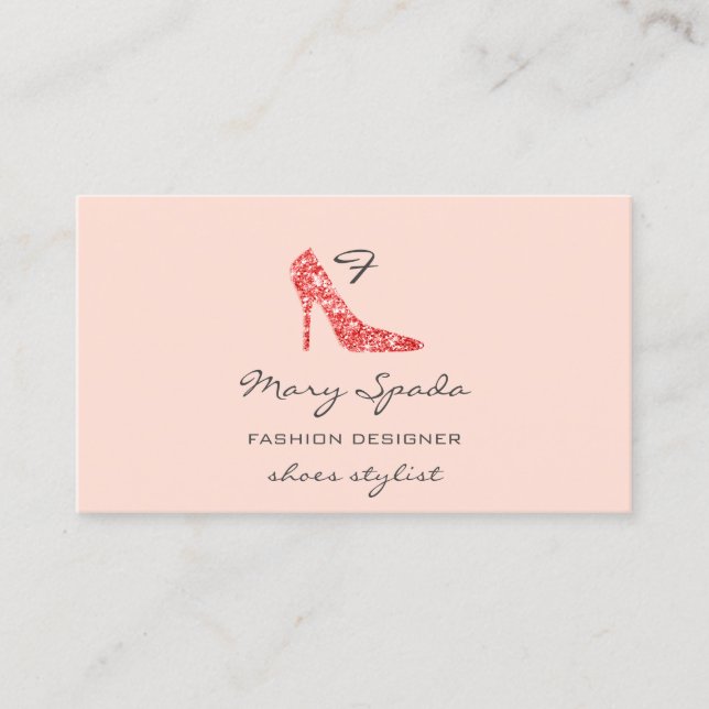 Monogram Shoes Red Heels Logo Shop QR Rose  Business Card (Front)