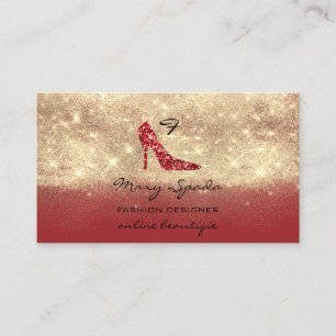 Monogram Shoes RedGold Glitter Heels Logo QR Code Business Card