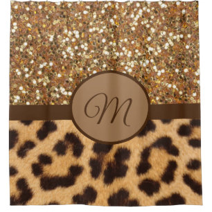 Monogram Shower Curtain Monogrammed Gold Leopard