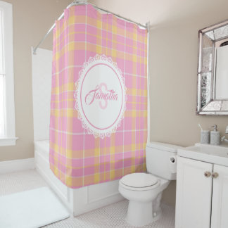 Monogram Shower Curtain - Spring Plaid {S2D14}