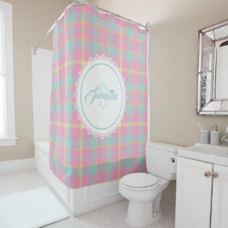 Monogram Shower Curtain - Spring Plaid {S2D16}