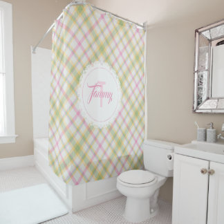Monogram Shower Curtain - Spring Plaid {S2D18}
