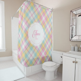 Monogram Shower Curtain - Spring Plaid {S2D20}
