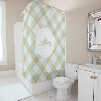 Monogram Shower Curtain - Spring Plaid {S2D22}