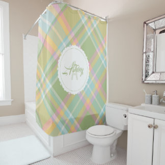 Monogram Shower Curtain - Spring Plaid {S2D23}