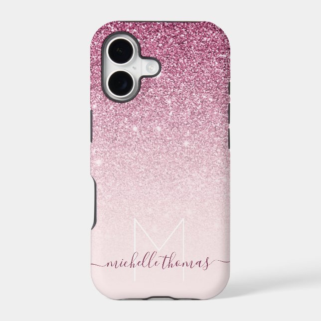 Monogram signature script blush pink template (Back)