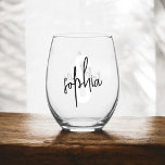 Monogram Signature Script Stemless Wine Glass<br><div class="desc">Raise the bar of elegance with our Personalised Wine Glass – a sophisticated fusion of modern design and timeless charm. Engraved with a monogram in a sleek sans-serif font, with your name artfully overlaying the monogram in a stylish script signature style. This exquisite glass isn't just for sipping; it's a...</div>