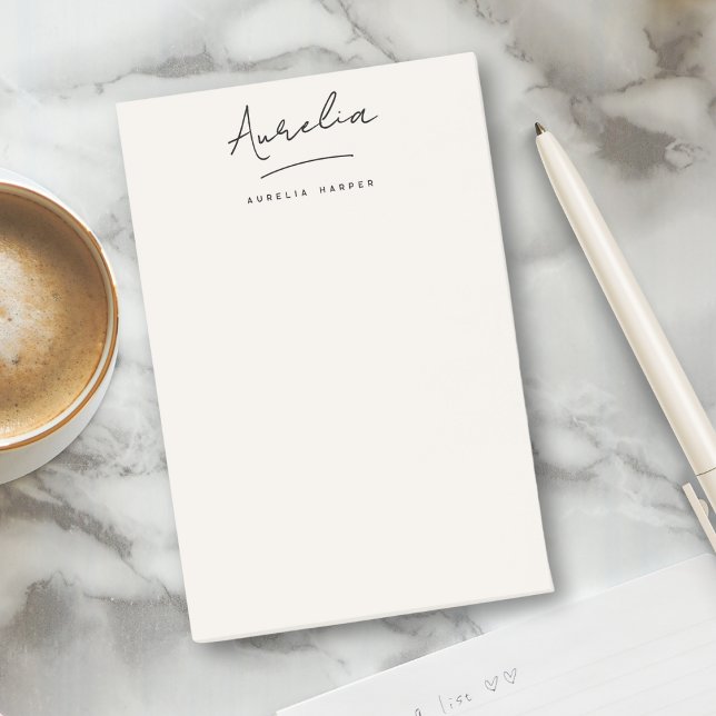 Monogram Signature Simple Modern Feminine Ivory Post-it Notes (Creator Uploaded)