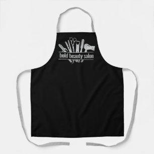 Monogram SIlver Beauty Salon Tools Stylist Black Apron