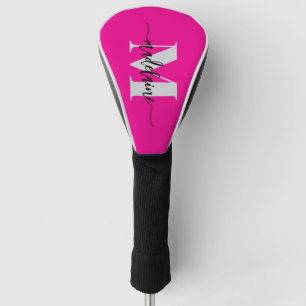 Monogram Silver Black Pink Personal Golf Head Cover